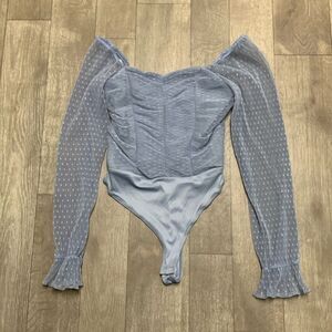 Blashe Sheer Sleeves Cinderella Fairy Off‎ Shoulder Mesh See Through Bodysuit